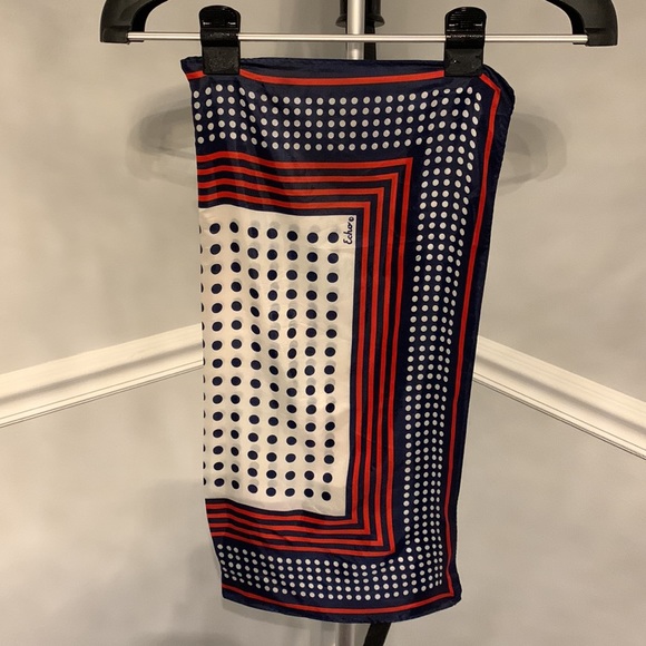 Vintage Echo Red/White/Blue Silk Blend Scarf - Picture 2 of 4